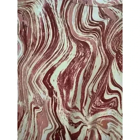 Womens Red White Marble Design Crop Top Balloon Sleeve‎ Size Medium M Midriff - Picture 11 of 13